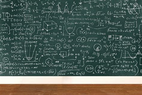 Complicated Math Formula On School Classroom Blackboard Stock Photo