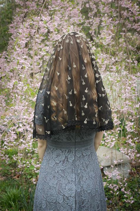 Evintage Veils Our Lady Of Guadalupe Floral Black And Gold Etsy