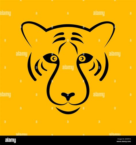 Stylized Line Tiger Head Wild Animal Face Tiger Eyes Vector Icon