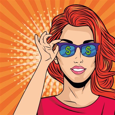 Premium Vector Young Girl With Sunglasses Pop Art Style Character