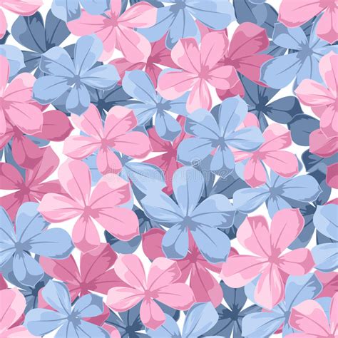 Light blue background with pink flowers. Seamless Background With Blue And Pink Flowers. Stock ...