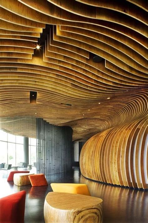 Interior Architecture Wood Lines Curves Spacial Element