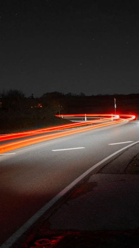 Light Trails Long Exposure Highway Road Night Wallpaper Light
