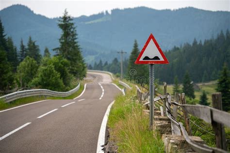 Bumpy Road Ahead Traffic Sign On A Motorway Stock Photo Image Of