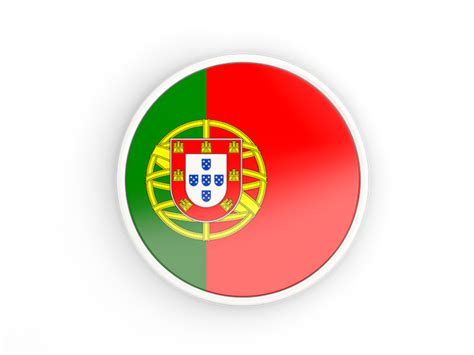 Round Icon With White Frame Illustration Of Flag Of Portugal