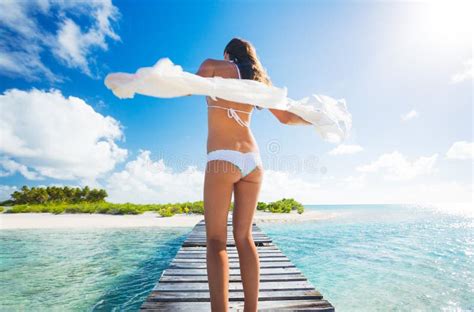 Woman Relaxing Tropical Island Stock Photo Image Of Leisure Bikini