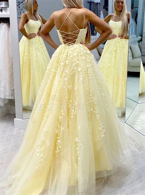 Princess Long Daffodil Prom Dress With Appliques Prom Dresses Yellow