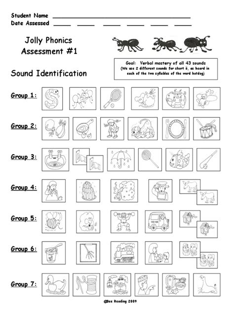 Jolly Phonics Assessment 1 Verbal Sound Mastery 1