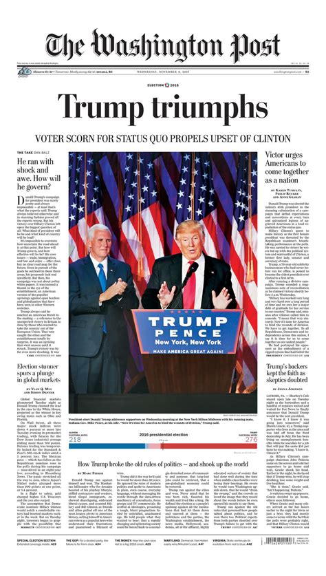‘trump triumphs today s front page the washington post