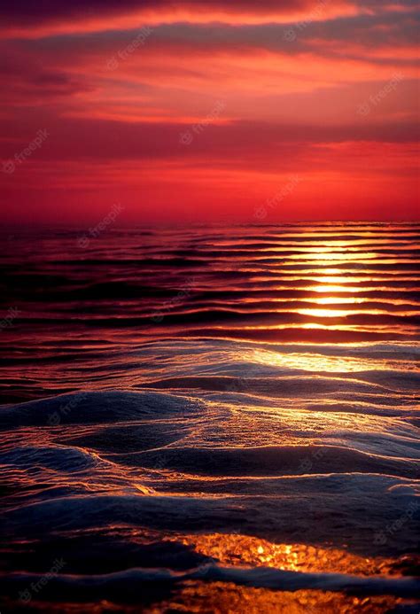 Premium Photo Horizontal Shot Of Calm Peaceful Ocean At Sunset 3d