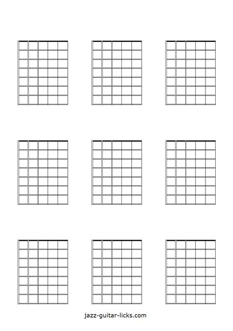 Printable Blank Guitar Neck Diagrams Chord And Scale Charts Basic
