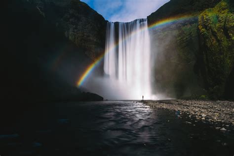 デスクトップ壁紙 風景 自然 写真 Chill Out アイスランド Boontohhgraphy 太陽の光 滝 虹 川