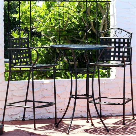 Sunnydaze Outdoor Black Scrolling Wrought Iron Bar Chair And Table Set