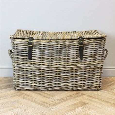 Grey And Buff Rattan Wicker Storage Trunk The Basket Company