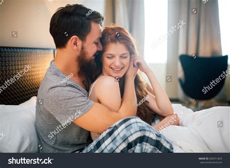 Happy Couple Bedroom Enjoying Sensual Foreplay Foto De Stock 600311624 Shutterstock