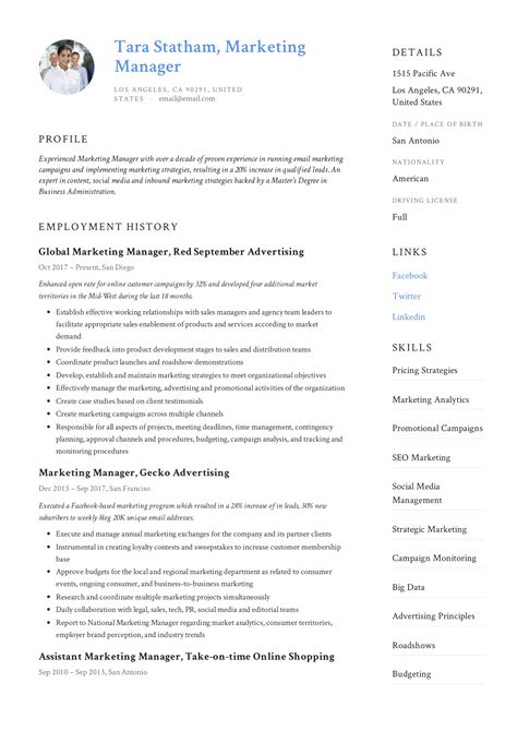 Marketing Manager Resume Writing Guide 12 Templates 2019