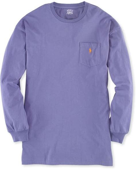 Ralph Lauren Classic Fit Long Sleeve Pocket Crew Neck Cotton Jersey T Shirt In Purple For Men