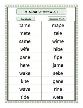 2 for blend phonics, teach ph as fand c as s or skip words with ph and soft c. Real and Nonsense Fluency Word Lists (from CVC through ...