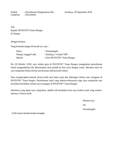 Berikut contoh surat pengunduran diri dari kerjaan dengan alasan melanjutkan studi. Contoh Surat Resign Sebagai Guru