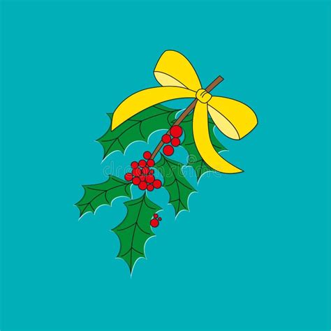 Abstract Mistletoe With Red Bow Christmas Stock Vector Illustration