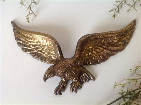 vintage brass cast metal bald eagle wall mount or over door