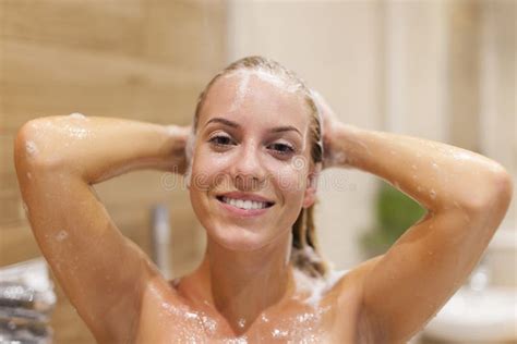 Taking Shower Stock Photo Image Of Foam Femininity