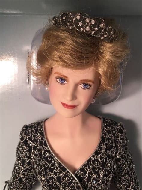 Princess Diana Porcelain Portrait Doll Franklin MINT Black Dress For