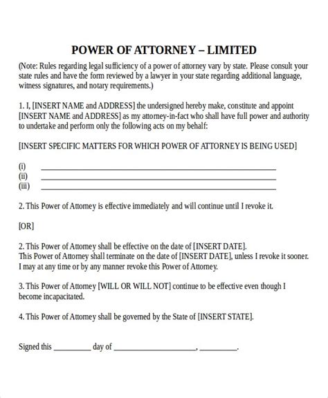 19 Power Of Attorney Templates Free Sample Example Format Free