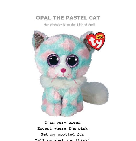Ty Toys Beanie Boos Multiple Sizes OPAL The Pastel Cat