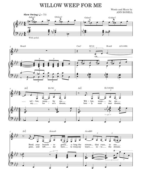 Willow Weep For Me Sheet Music For Piano Vocals By Chad And Jeremy Nina