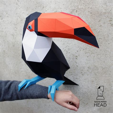 Papercraft Toucan Digital Template Etsy In 2020 Paper Animals