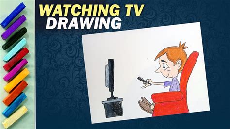 How To Draw A Boy Watching Tv Boy With Tv Drawing Creative Touch