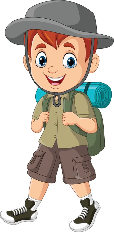 Cartoon Little Boy Explorer With Backpack 7153162 Vector Art At Vecteezy