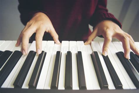 Woman Hand Playing Piano Stock Photo Image Of Hand 135894022