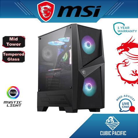 Msi Mag Forge 100r Rgb Mid Tower Atx Gaming Cpu Desktop Casing With