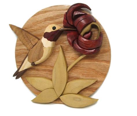 Hummingbird Intarsia Wood Art Etsy