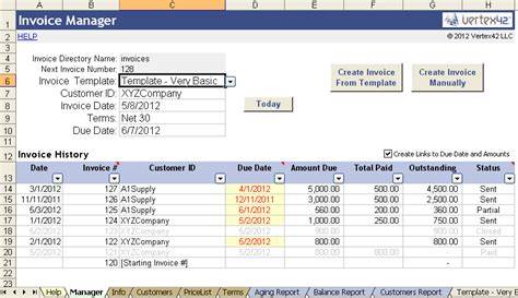 Vertex42 Invoice Assistant Invoice Manager For Excel