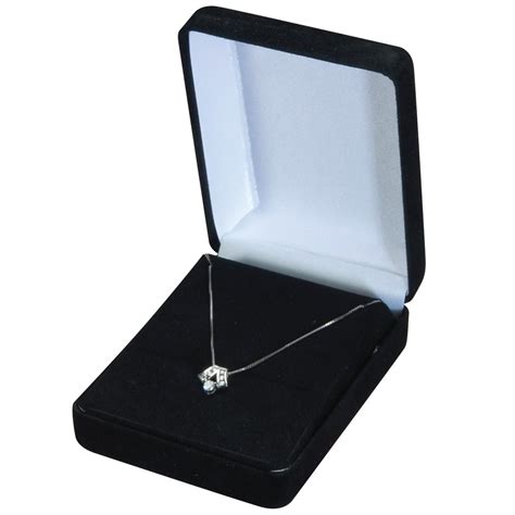 A A Jewelry Supply Large Pendant Box Black Suede