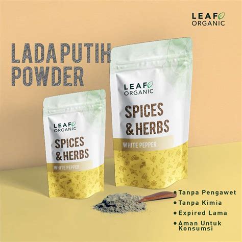 Jual Lada Putih Bubuk Leaf Organic Premium White Pepper Powder Murni