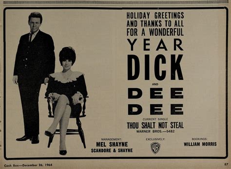 Rock And Roll Newspaper Press History Dick And Dee Dee Holiday Greetings December 26th 1964