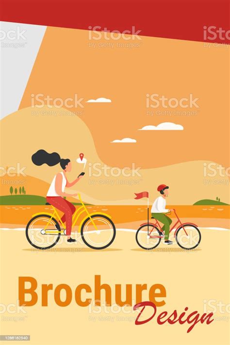 Mom And Son Riding Bikes Along Seacoast Stock Illustration Download Image Now Beach