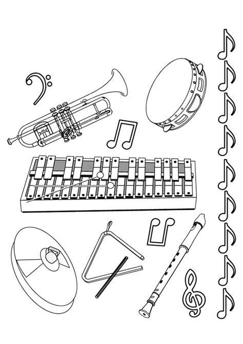 Coloriage Instruments de musique et notes