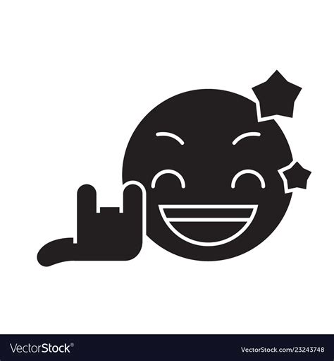 Rock Star Emoji Black Concept Icon Rock Royalty Free Vector