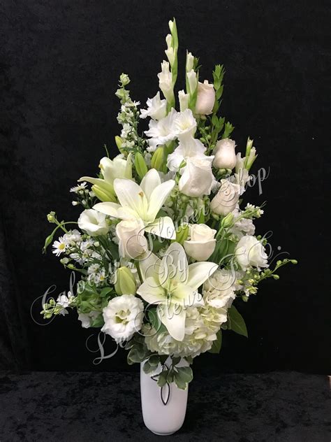 All White Sympathy Vase Arrangement In Los Angeles Ca Calvary Flower