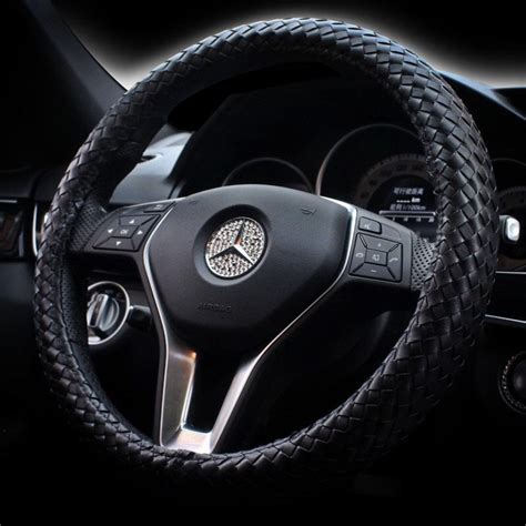 Braided Leather Steering Wheel Cover Black Carsoda