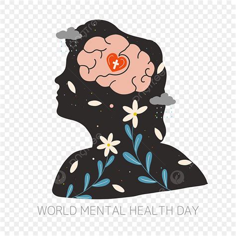 World Mental Health Day PNG Image World Mental Health Day Brain Floral PNG Image For Free
