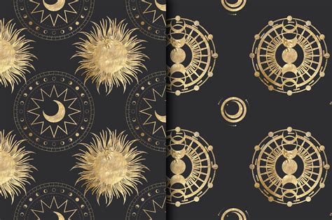 Gold Patterns Sum And Moon By Chikovnaya Thehungryjpeg