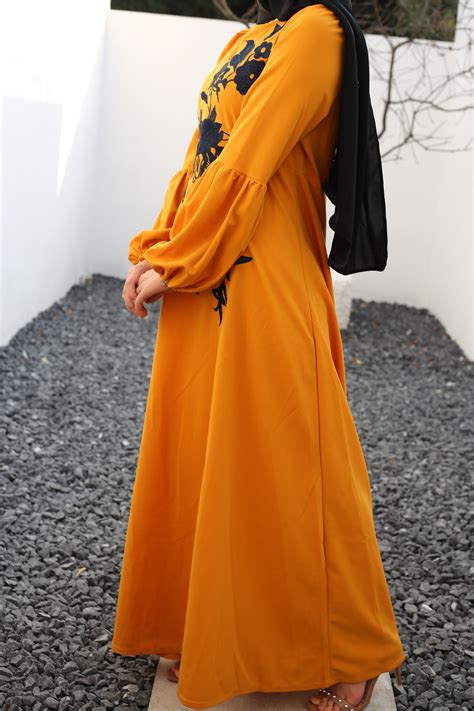 6214 Long Sleeve Hot Sale Modest Fashion Casual Muslim Dress Hijab