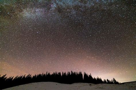 Premium Photo Winter Mountains Night Landscape Panorama Milky Way