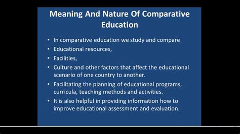 Meaning Nature Purpose And Definition Of Comparative Education Youtube